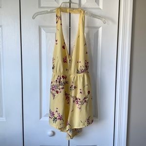 Super cute lightweight romper by Kendall & Kylie w/ pink flowers, halter style